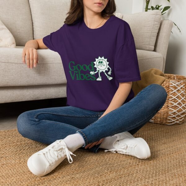 good vibes sun unisex t shirt — retro green positive graphic tee