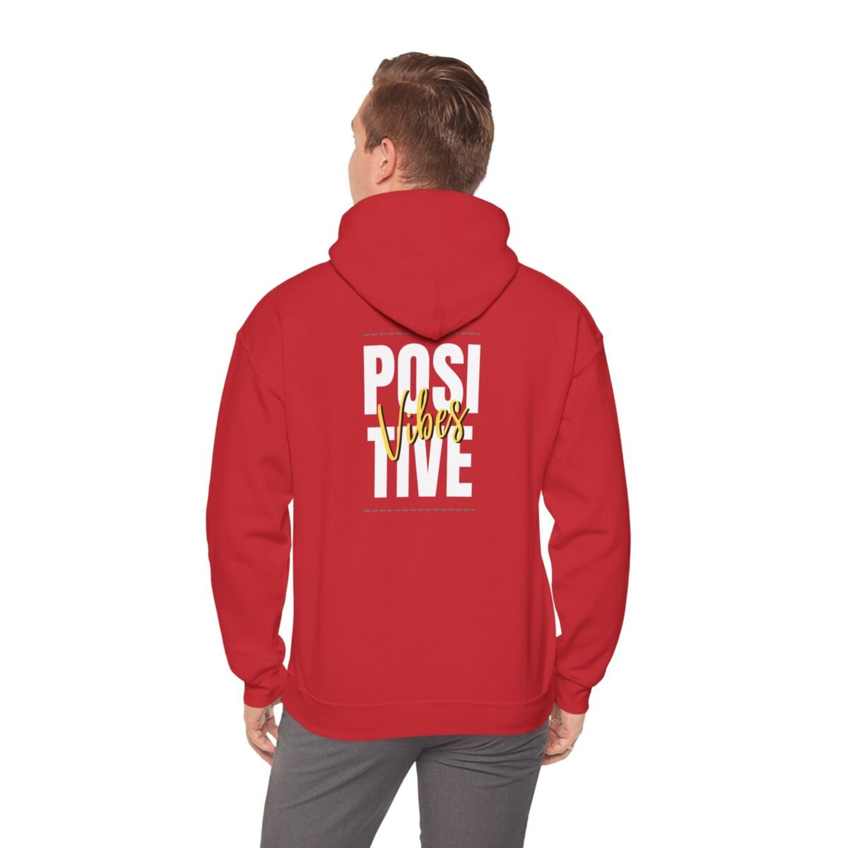 positive vibes unisex hoodie — bold typography motivational backprint