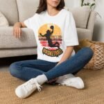 basketball sunset unisex t shirt — vintage silhouette dunk graphic