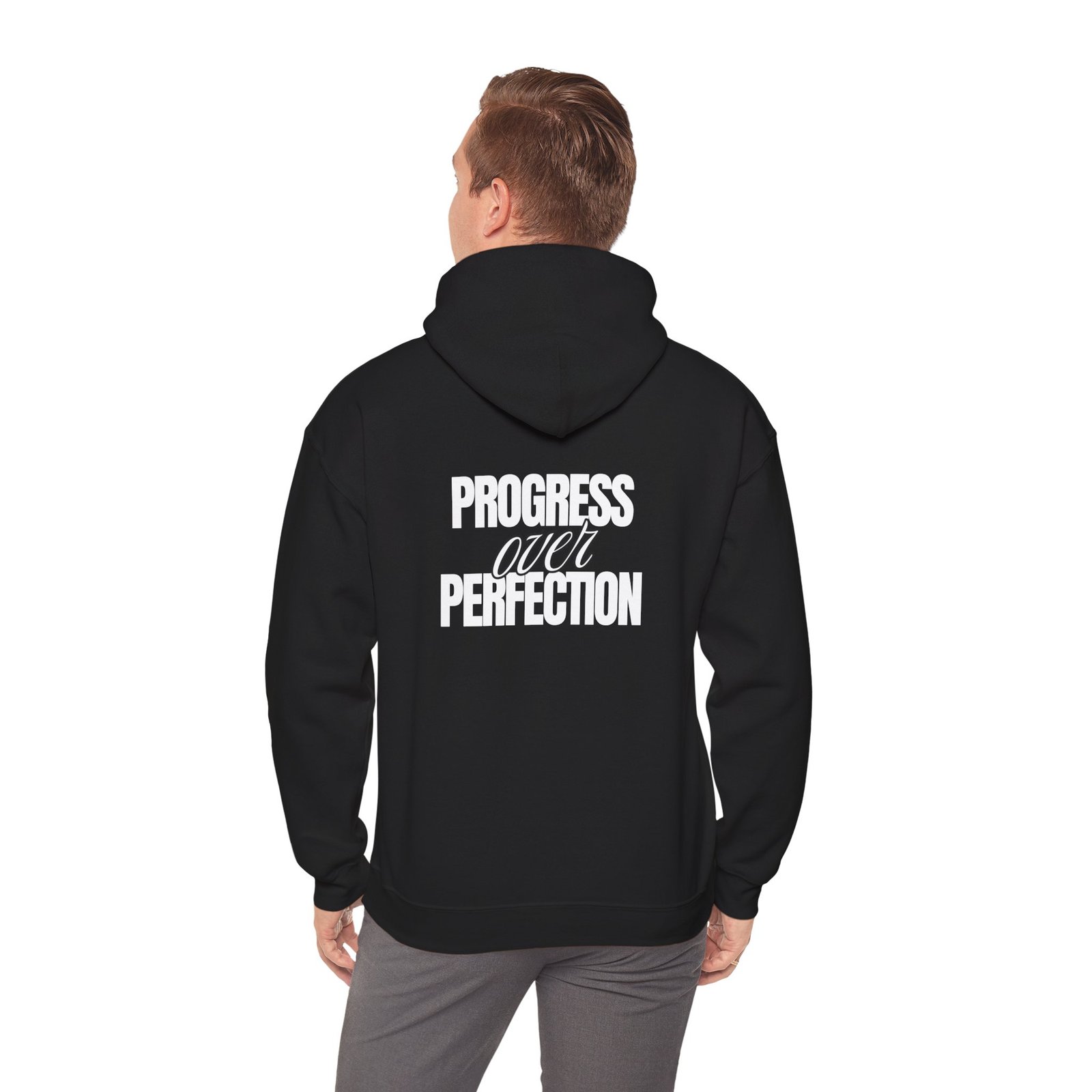 progress over perfection unisex hoodie — motivational black pullover progress over perfection unisex hoodie — motivational black pullover