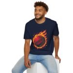 flaming cricket ball unisex t shirt — bold sports graphic tee