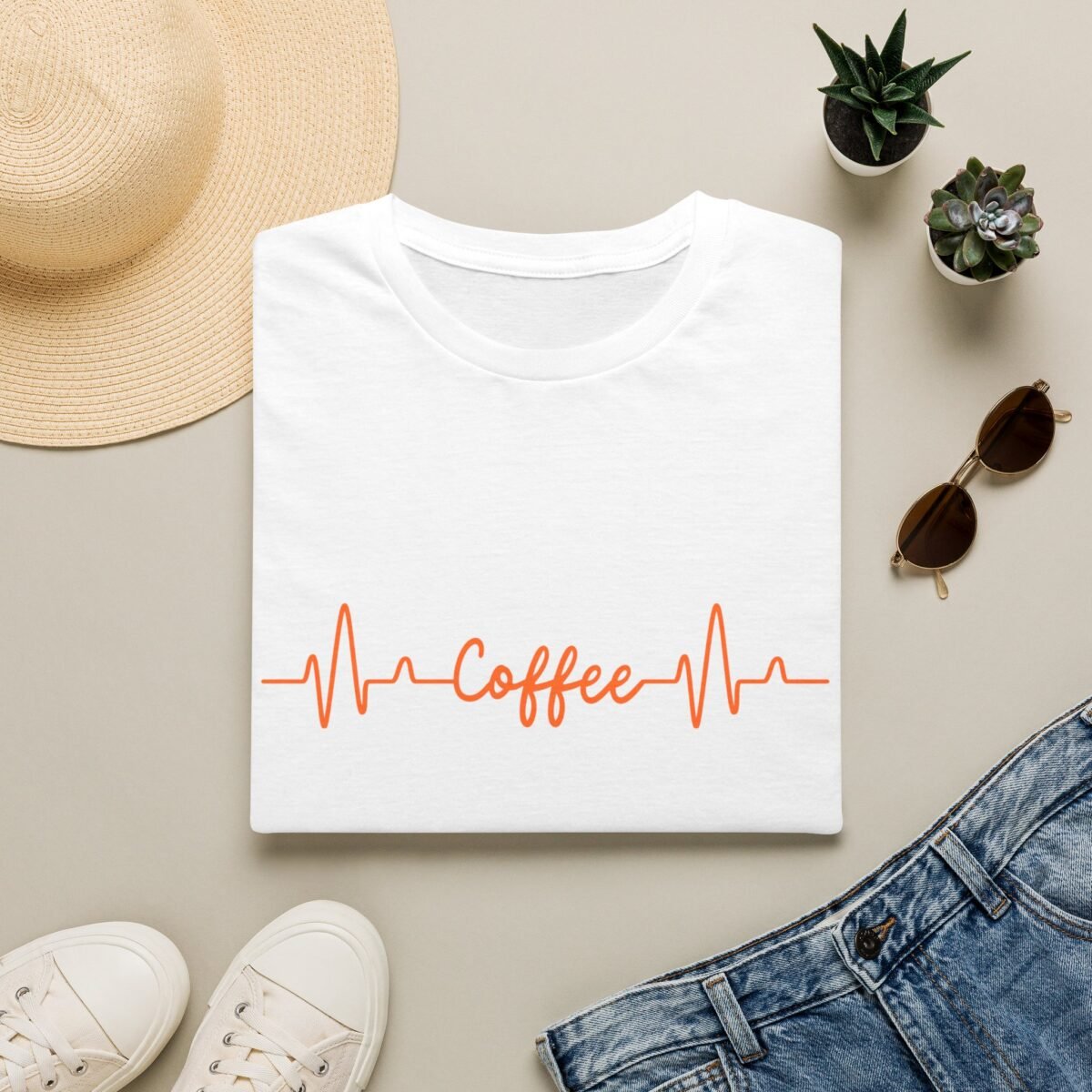 coffee heartbeat unisex t shirt — funny caffeine lover tee