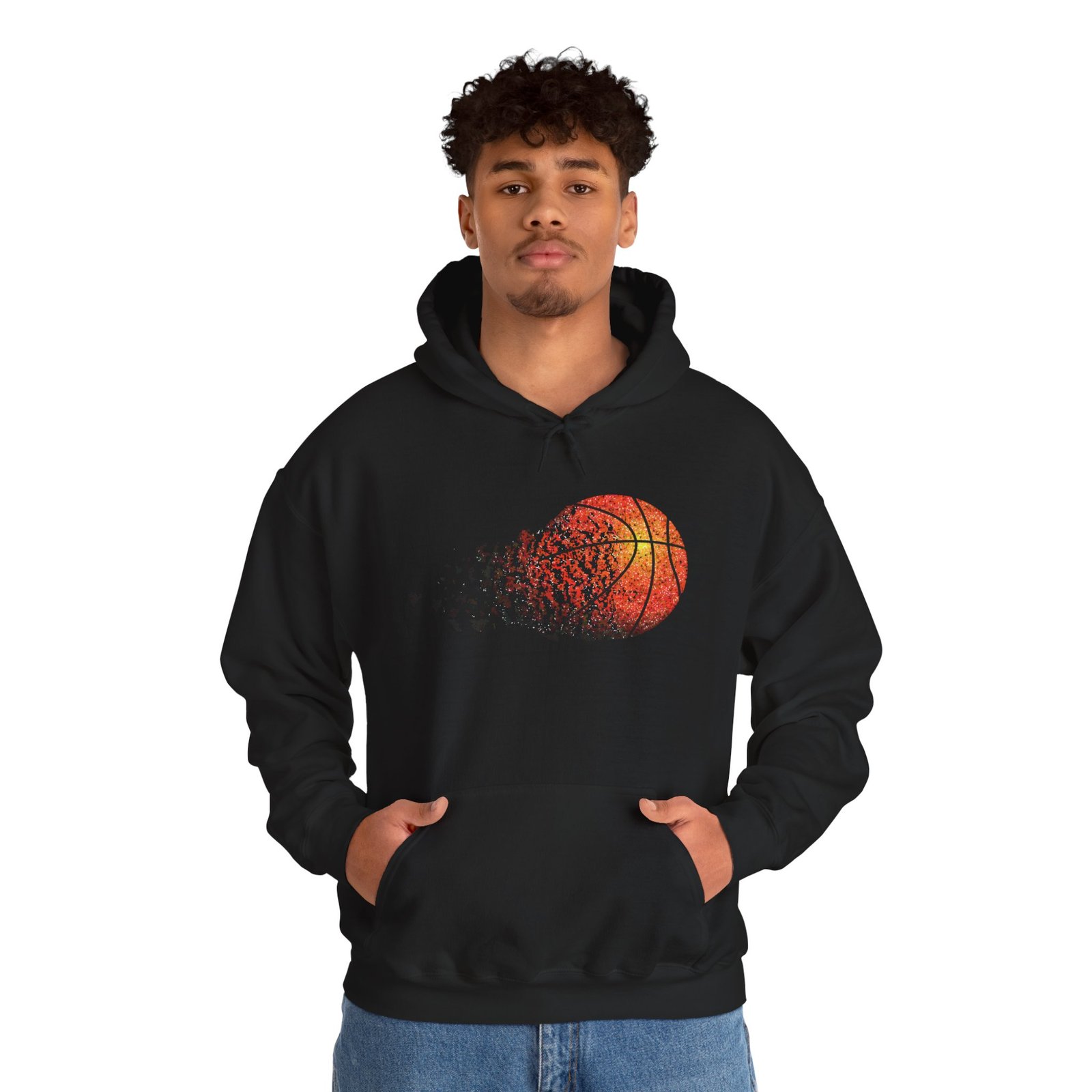 basketball fade unisex hoodie — distressed flying basketball pullover