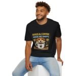 dogs & coffee make me happy unisex t shirt — cute puppy paw coffee tee