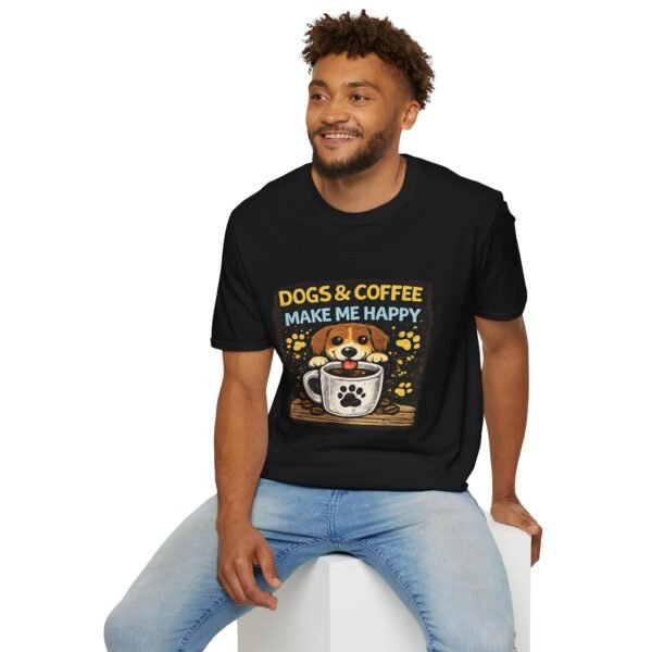 dogs & coffee make me happy unisex t shirt — cute puppy paw coffee tee