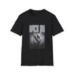 rock on unisex t‑shirt — retro hand sign graphic tee