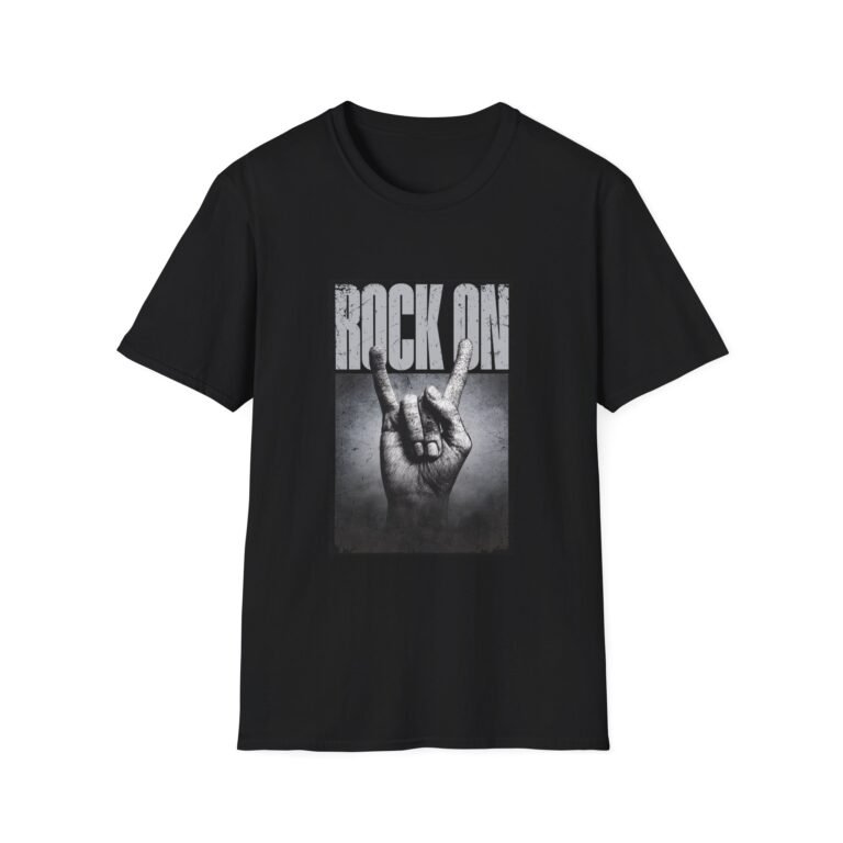 rock on unisex t‑shirt — retro hand sign graphic tee