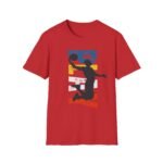 basketball silhouette unisex t shirt — retro block letter dunk design