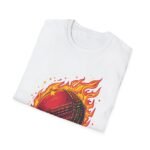 flaming cricket ball unisex t shirt — bold sports graphic tee