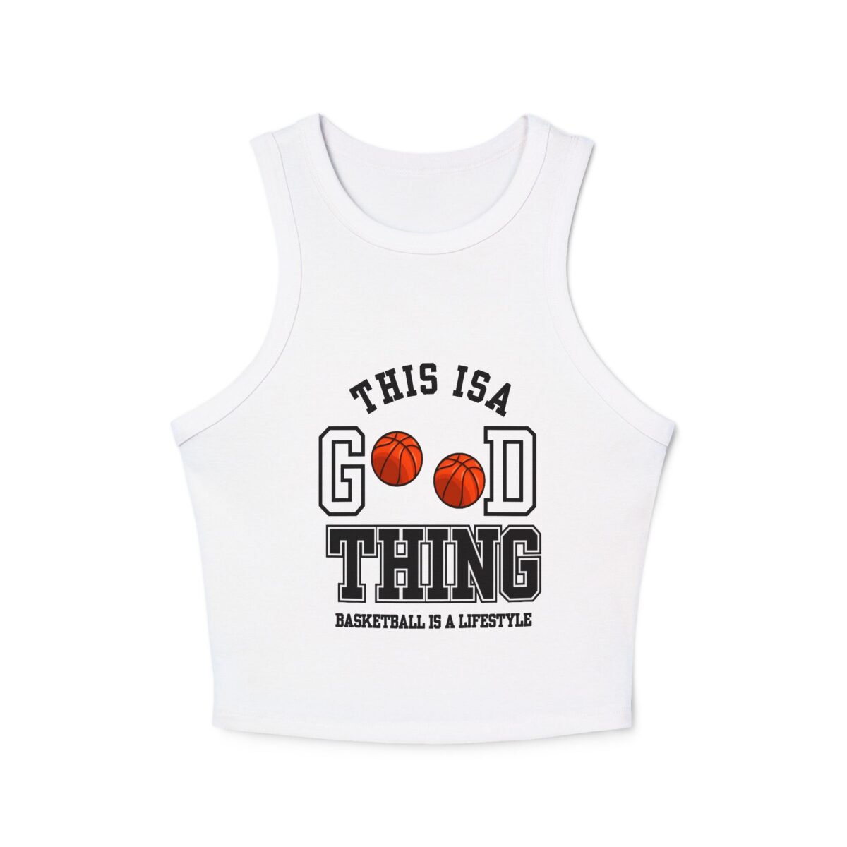 basketball "this is a good thing" women's racer crop tank top