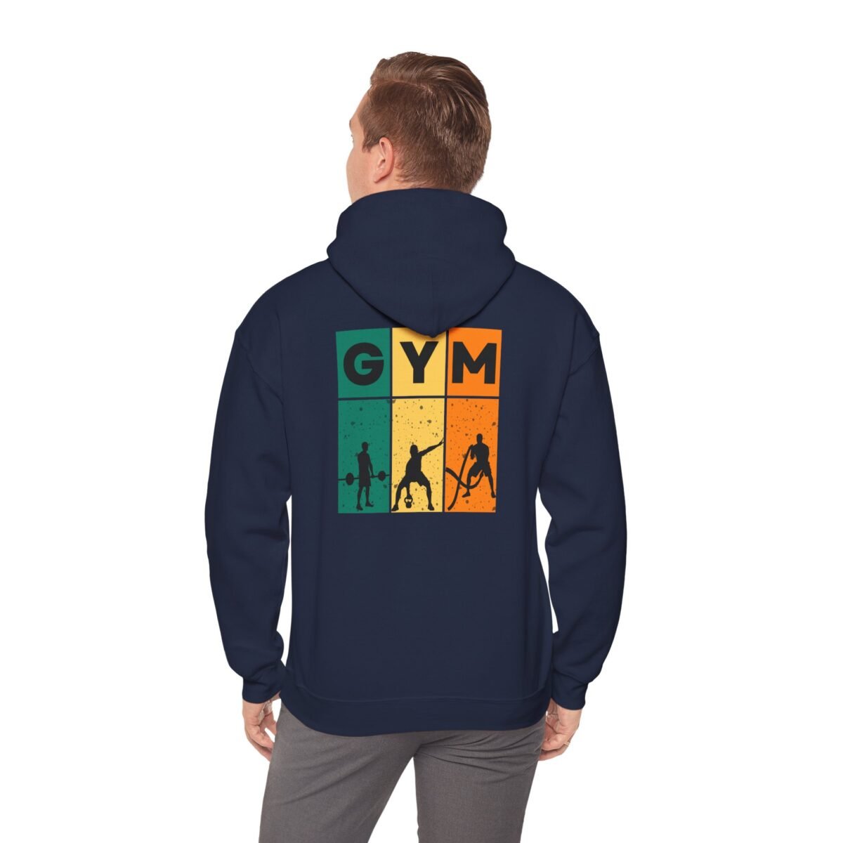 gym unisex hoodie retro fitness silhouette pullover