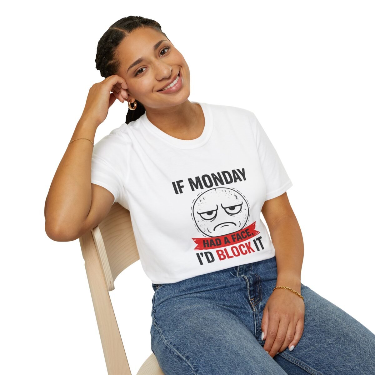 if monday had a face i'd block it unisex t shirt — funny grumpy emoji tee