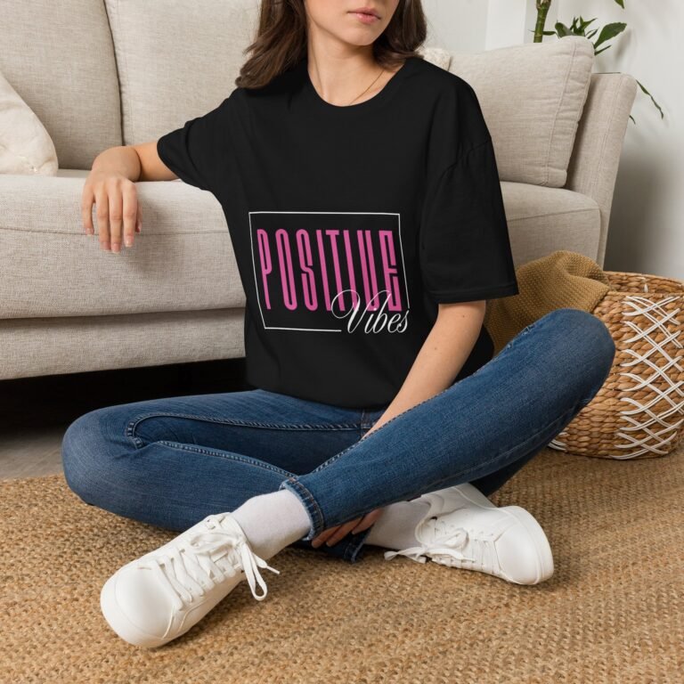 positive vibes unisex t shirt — retro pink box graphic tee