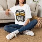 i survived another meeting unisex t shirt — funny office coffee tee