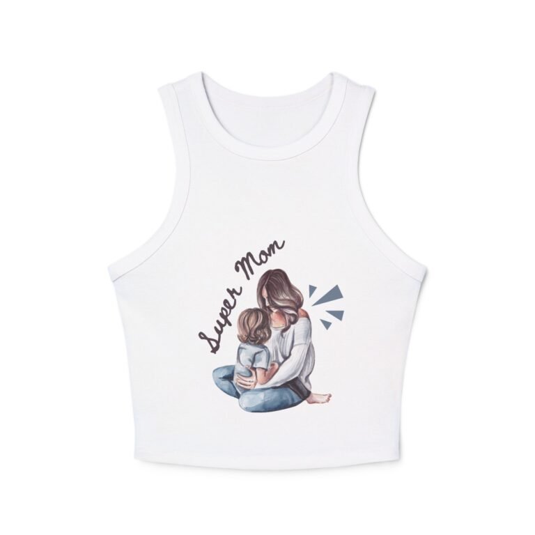 racer tank — 'lucea mom' mom & child illustration women crop tank top