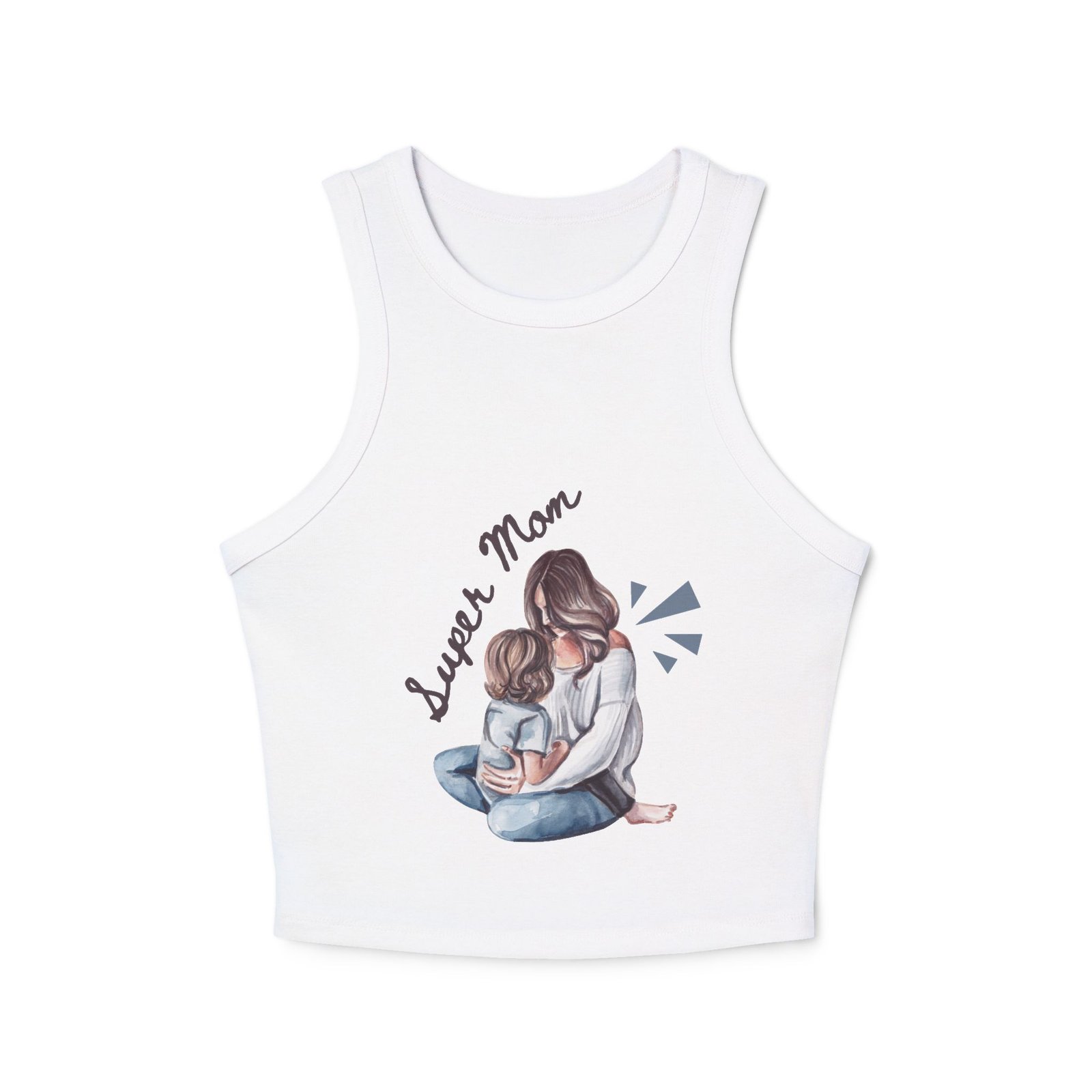 racer tank — 'lucea mom' mom & child illustration women crop tank top