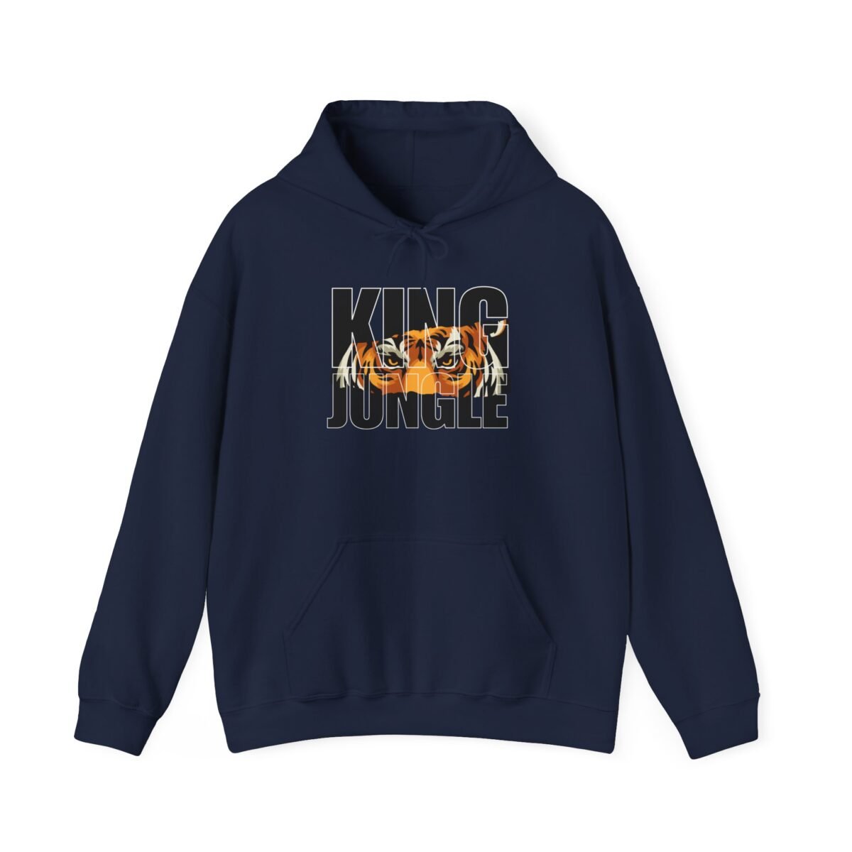 tiger eyes "king of the jungle" unisex hoodie — bold wildlife graphic sweatshirt