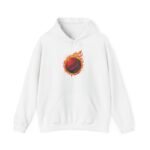 flaming cricket ball unisex hoodie — fire sports graphic sweatshirt