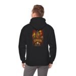 spain soccer unisex hoodie — spanish football crest & flaming ball crewneck