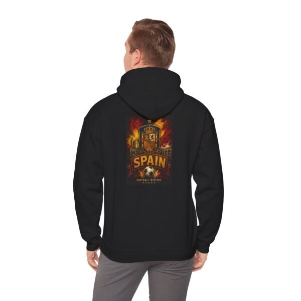 spain soccer unisex hoodie — spanish football crest & flaming ball crewneck