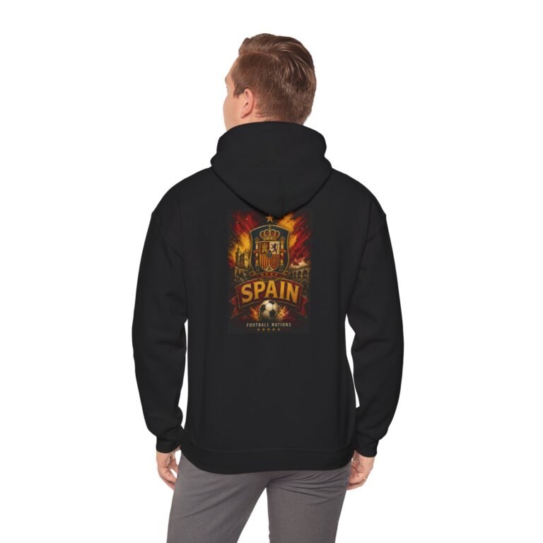 spain soccer unisex hoodie — spanish football crest & flaming ball crewneck