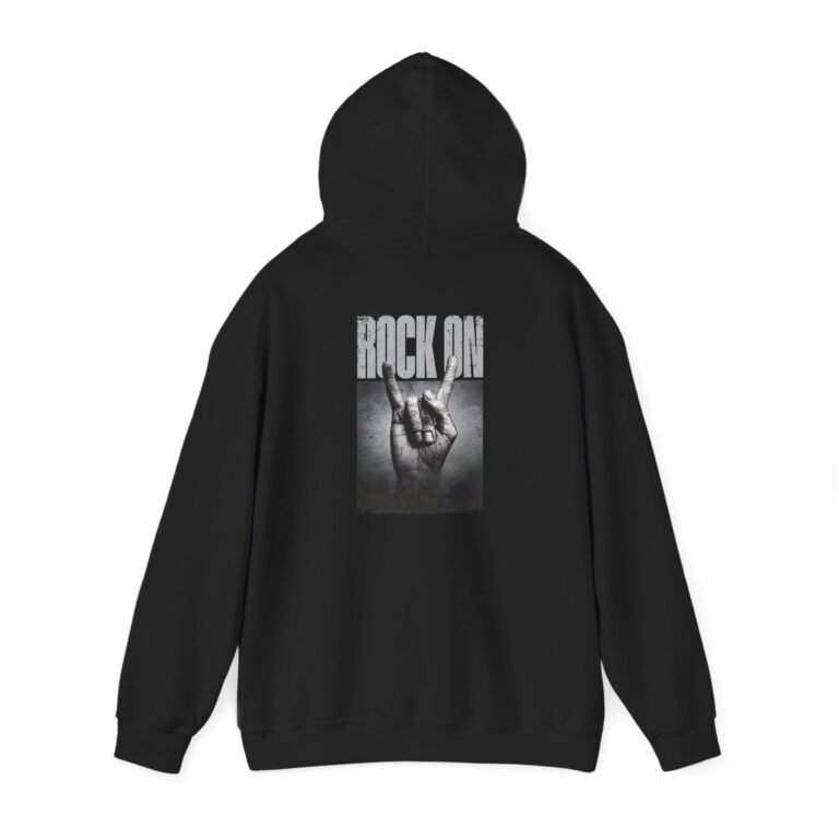 unisex hoodie 'rock on' hand sign graphic pullover