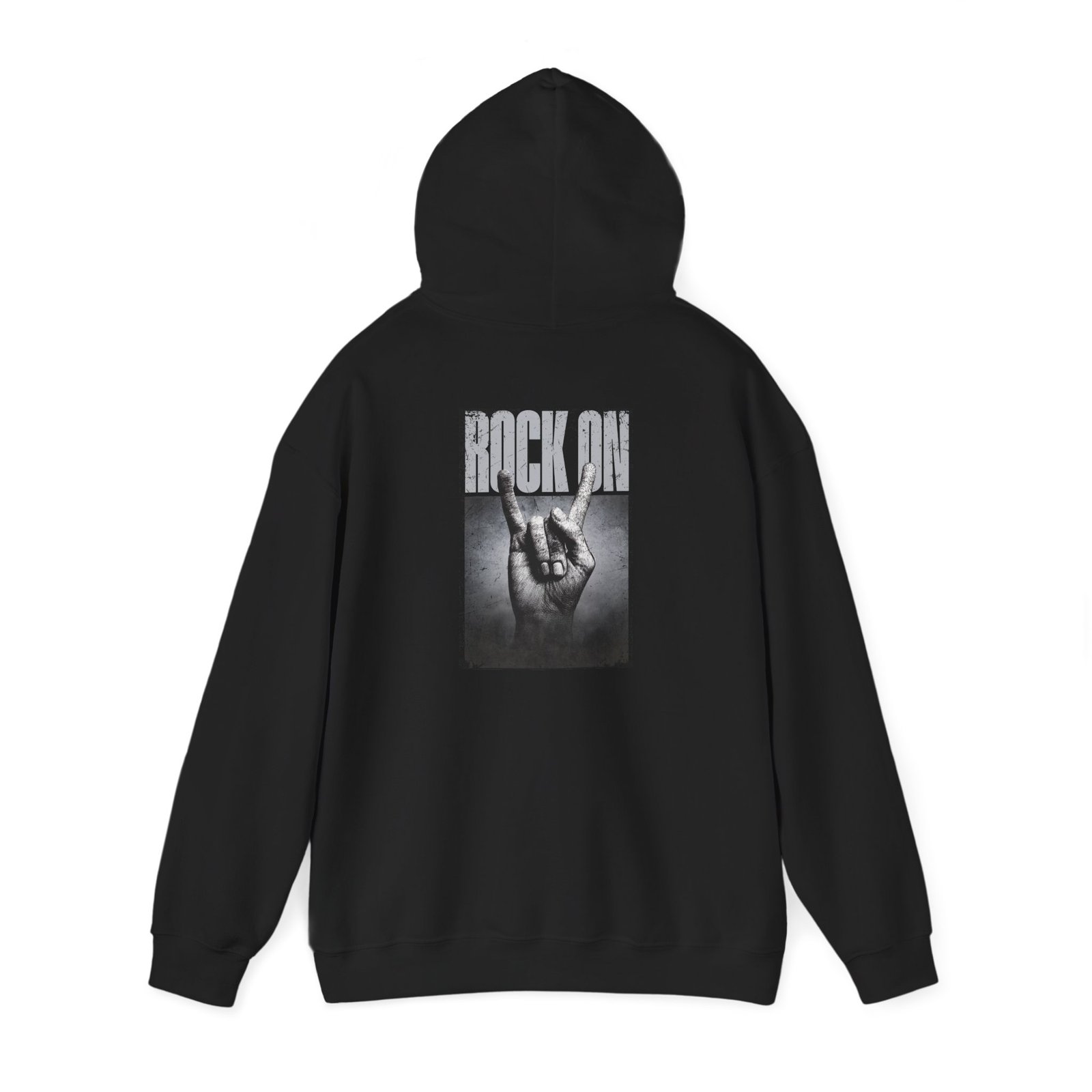 unisex hoodie 'rock on' hand sign graphic pullover