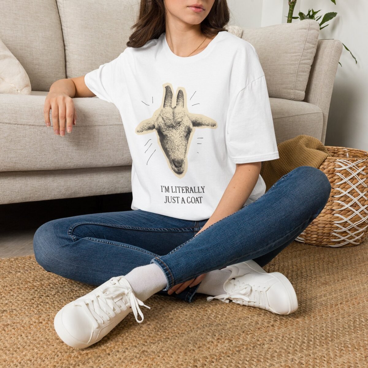 goat graphic unisex t shirt — “i’m literally just a goat” funny farm animal tee