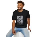 rock on unisex t‑shirt — retro hand sign graphic tee