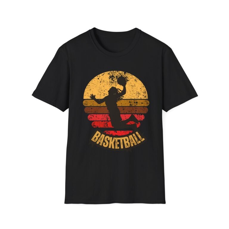 basketball sunset unisex t shirt — vintage silhouette dunk graphic