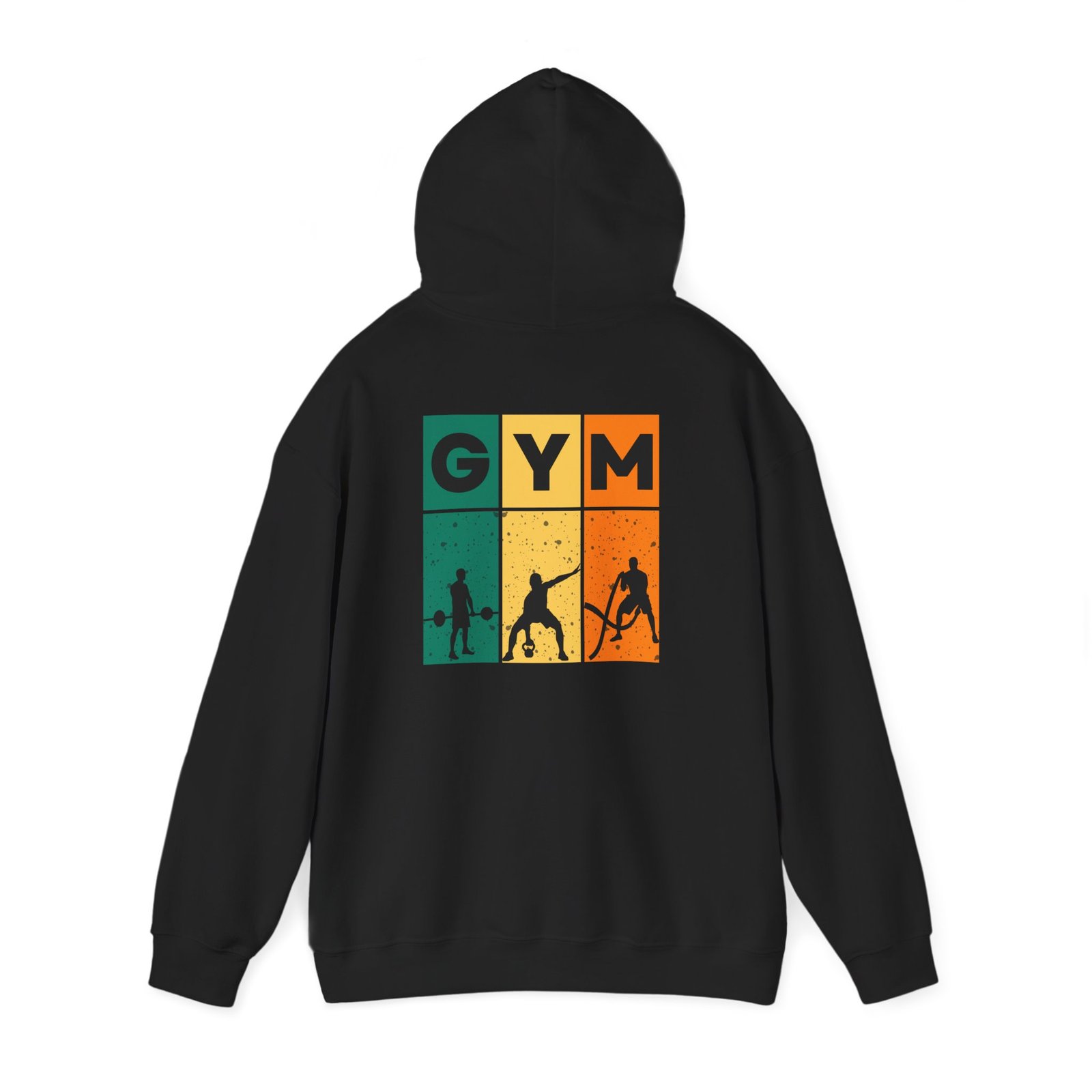 gym unisex hoodie retro fitness silhouette pullover