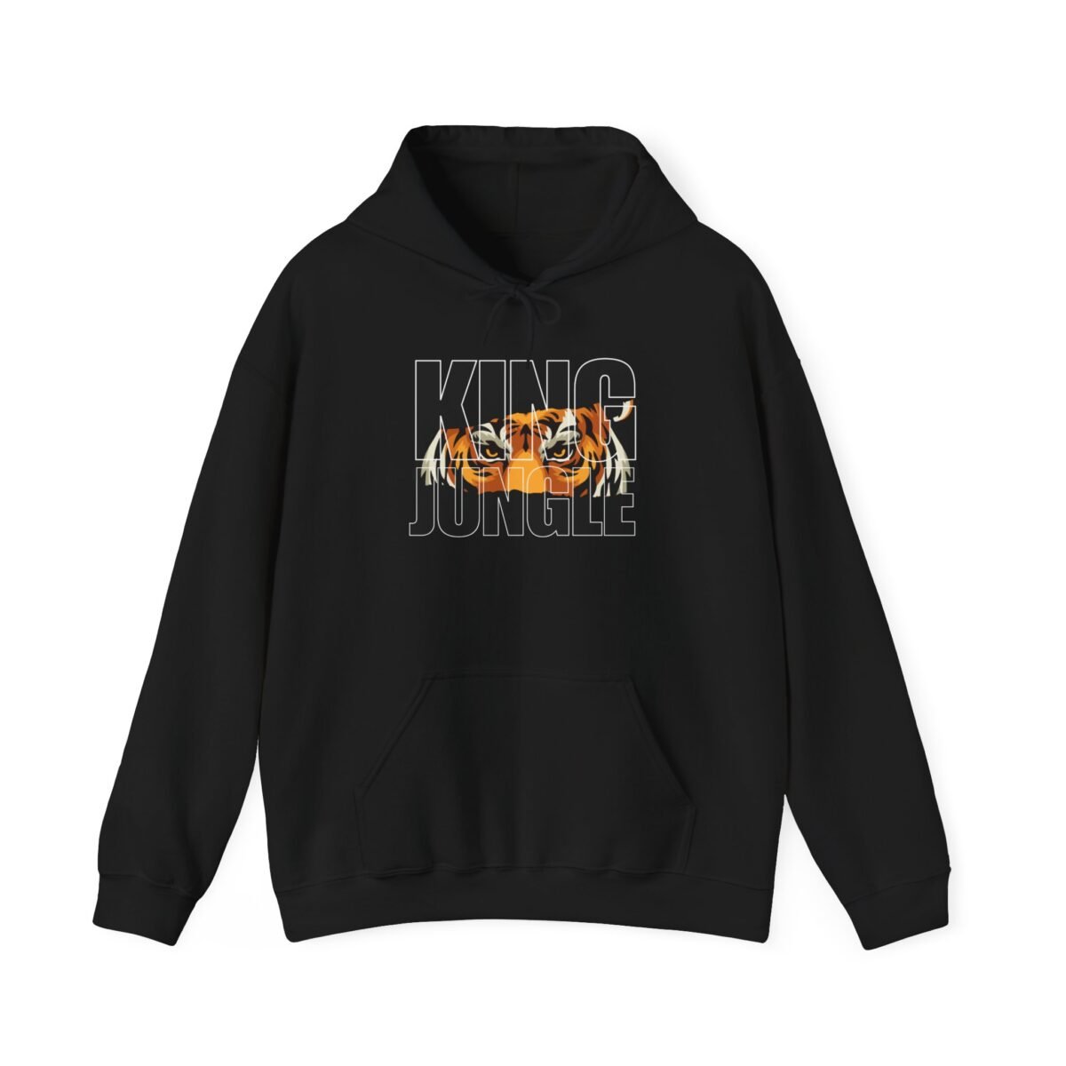 tiger eyes "king of the jungle" unisex hoodie — bold wildlife graphic sweatshirt
