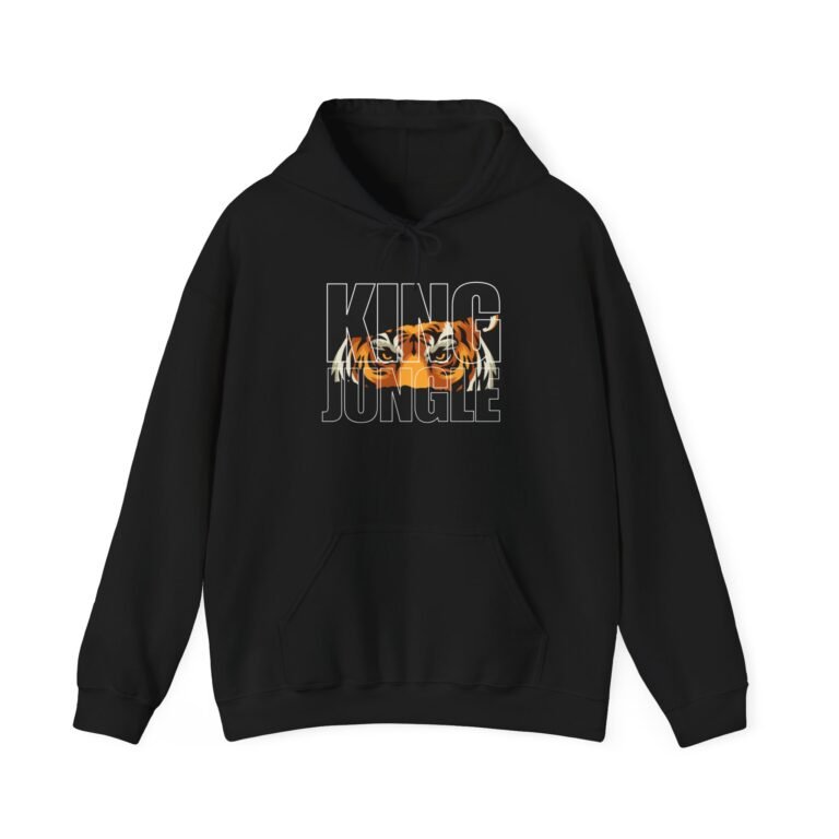 tiger eyes "king of the jungle" unisex hoodie — bold wildlife graphic sweatshirt