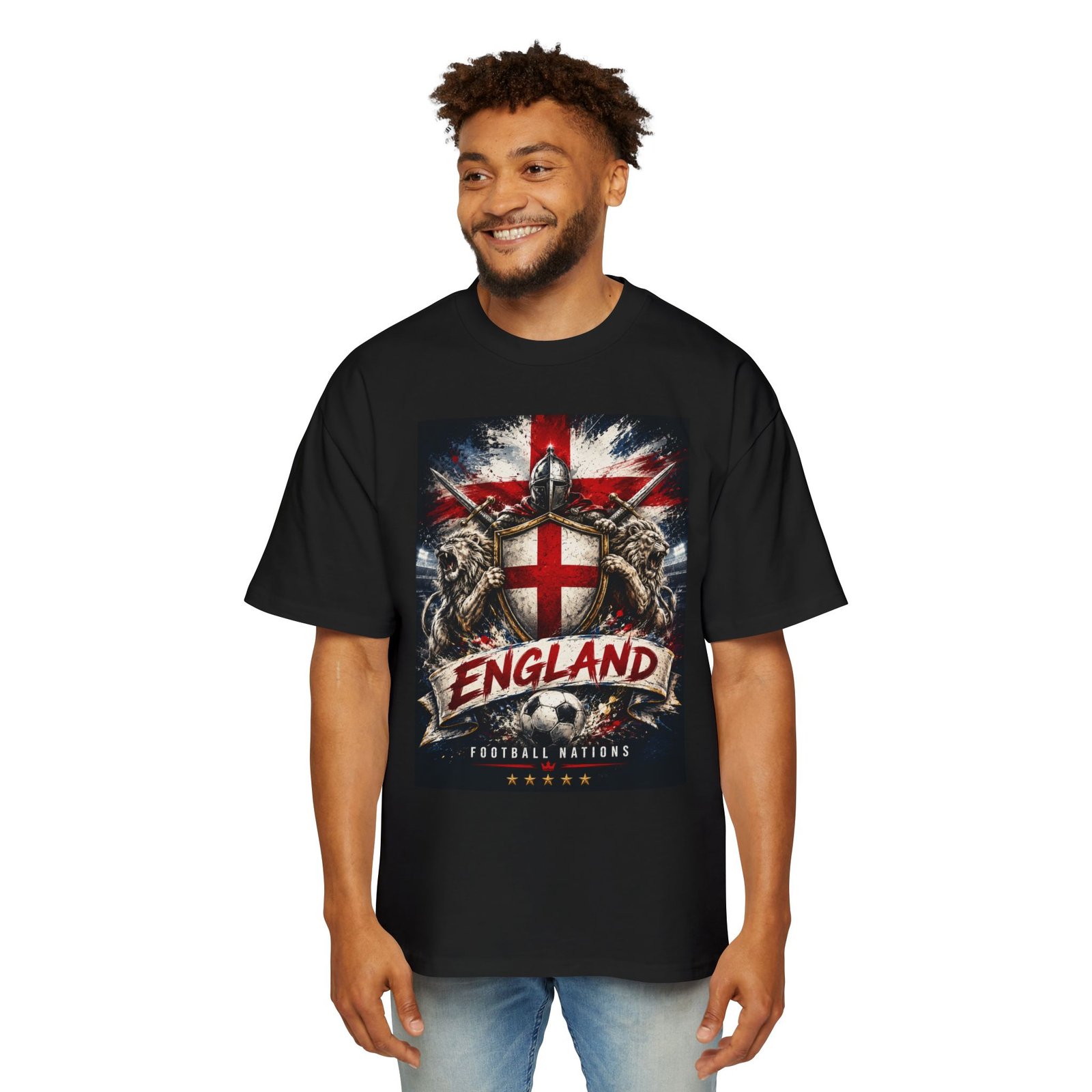 england football nation graphic tee — st. george cross soccer fan men's oversized shirt