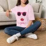 graphic women's t shirt — 'beyoutiful' pink sunglasses fashion tee
