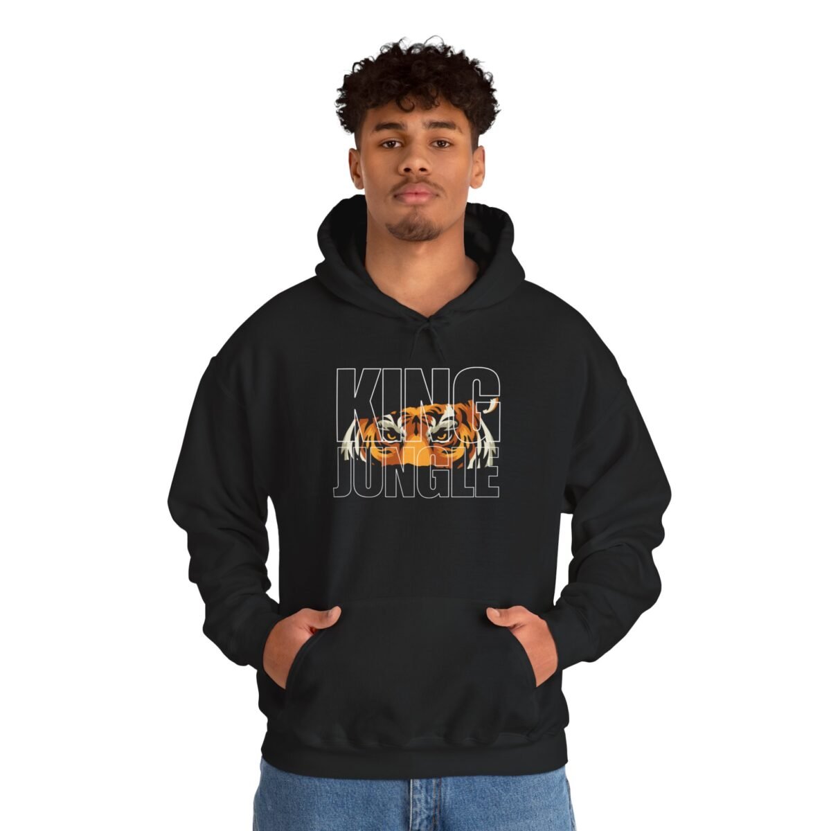 King of the Jungle Men Hoodie – Fierce Tiger Graphic - Image 2