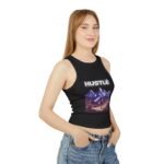 Hustle Mountain Women's Racer Crop Tank – Adventure Graphic - Image 2