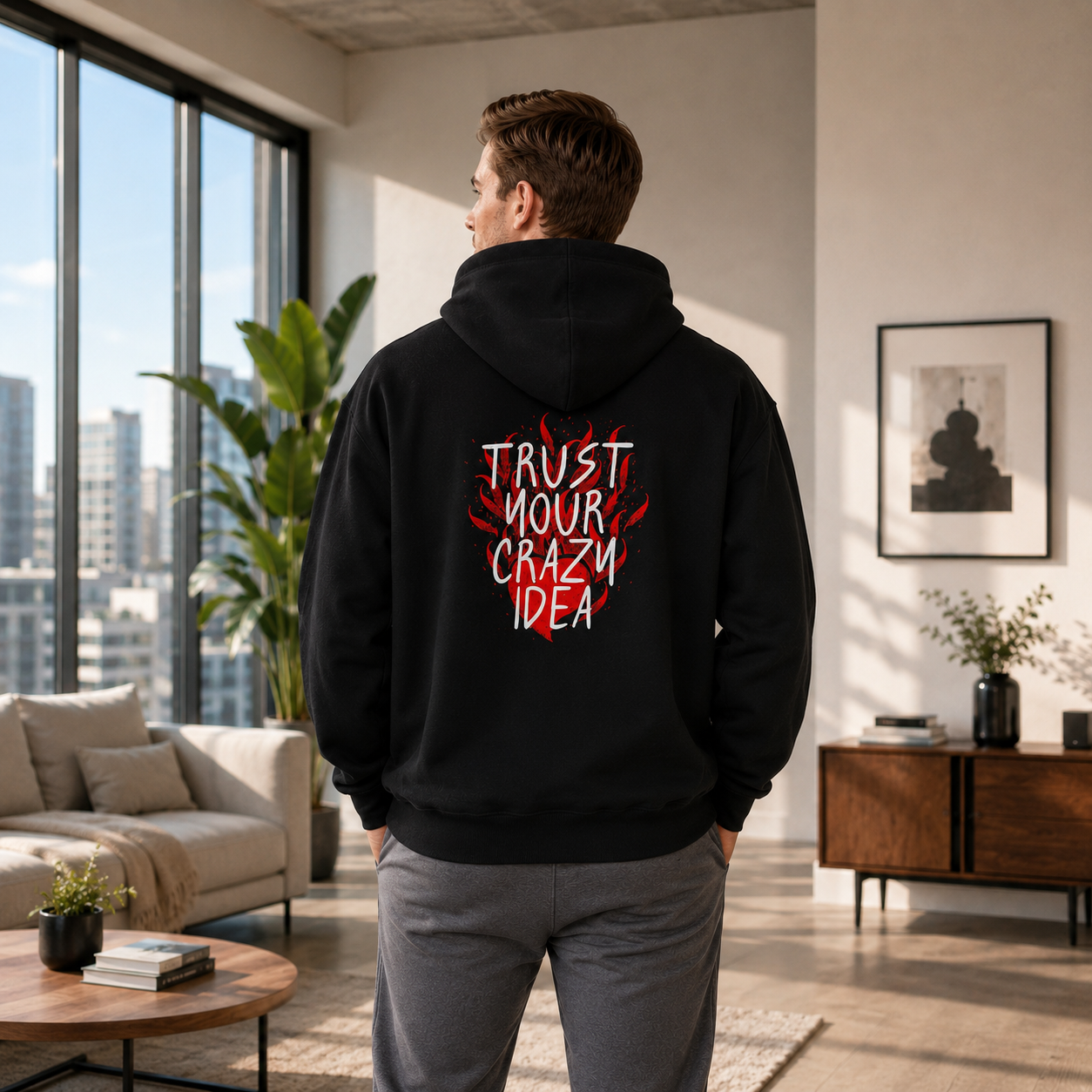 20260805190940-1f191013-5790-685a-89f8-deb9b4d4834a.png Trust Your Crazy Idea Unisex Hoodie – Motivational Graphic - Image 1