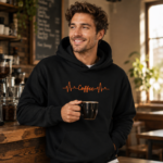 Coffee Heartbeat Unisex Hoodie – Minimalist Coffee Graphic