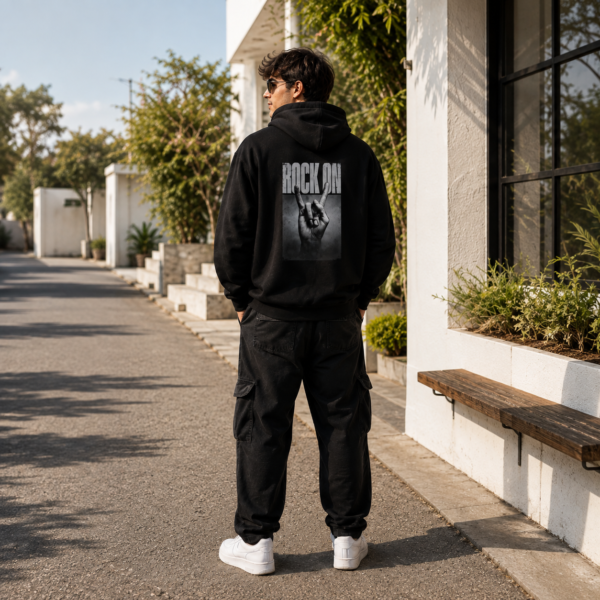 Rock On Unisex Hoodie – Vintage Hand Sign Graphic