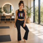 Yoga Connects Women's Racer Crop Tank – Mind Body Soul Graphic