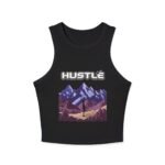 Hustle Mountain Women's Racer Crop Tank – Adventure Graphic - Image 3