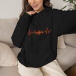 Coffee Heartbeat Unisex Hoodie – Minimalist Coffee Graphic - Image 3