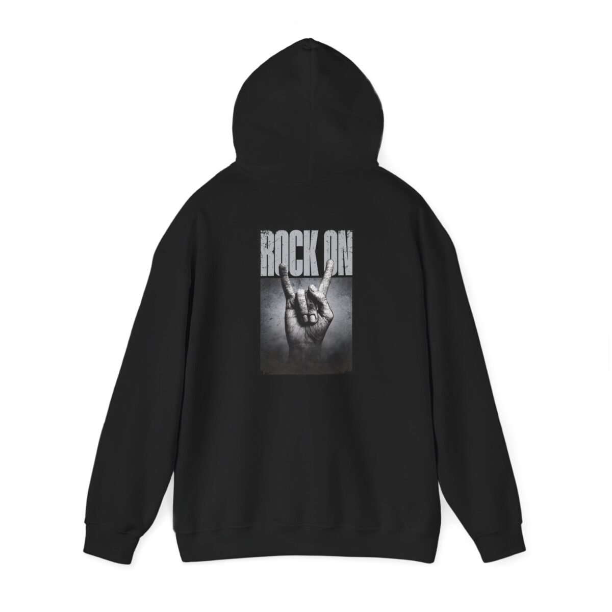 Rock On Unisex Hoodie – Vintage Hand Sign Graphic - Image 2